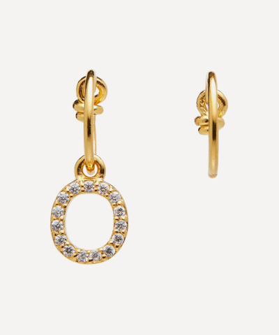 Theodora Warre Gold-plated Zircon Letter O Mismatched Hoop Earrings