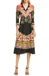 ETRO PRINT SILK FIT & FLARE MIDI DRESS,177969122