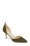 Francesco Russo D'orsay Pump In Moss Green