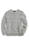Jcrew Crewneck Scalloped Pointelle Sweater In Hthr Grey