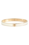 Tory Burch Enamel Brass Bracelet With Logo In Tory Gold / New Ivory