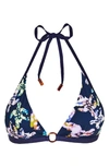 VILEBREQUIN WATERCOLOR TURTLE TRIANGLE BIKINI TOP,FCTH9H04