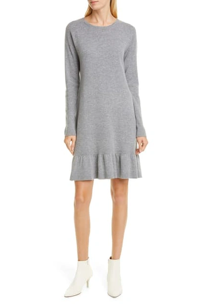 Allude Ruffle Hem Long Sleeve Cashmere & Wool Dress In Yellow