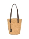 Saint Laurent Panier Small Raffia Bucket Bag In Brown