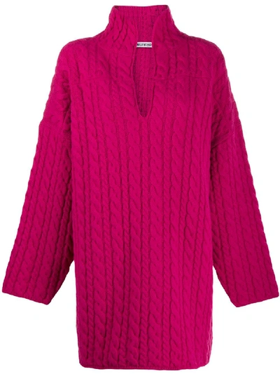 Balenciaga Oversized Weave Knit Swing Sweater In Purple