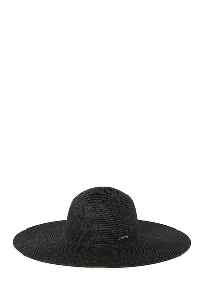 Calvin Klein Sequin Straw Sun Hat In Black