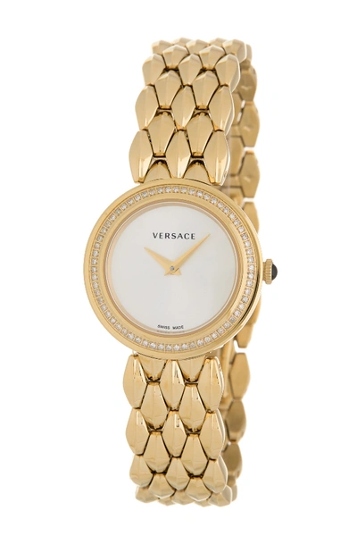 Versace Women's V-flare Diamond Bracelet Watch, 28mm In Champagne