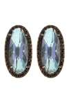 SUZANNE KALAN 14K Yellow Gold Black Diamond Pave English Blue Diamond Halo Stud Earrings