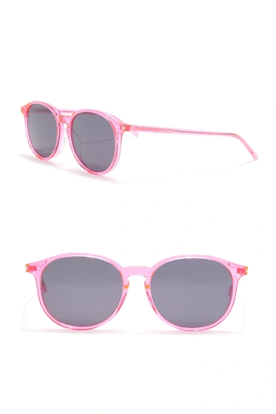 Saint Laurent Surf 52mm Square Sunglasses In Shiny Transparent Fluorescent Pink