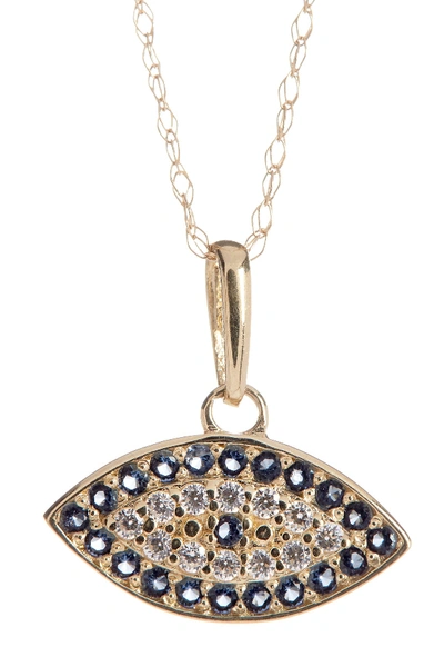 Candela 14k Yellow Gold Cz & Sapphire Evil Eye Necklace In Multi
