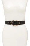 Linea Pelle Double O-ring Faux Leather Belt In Black