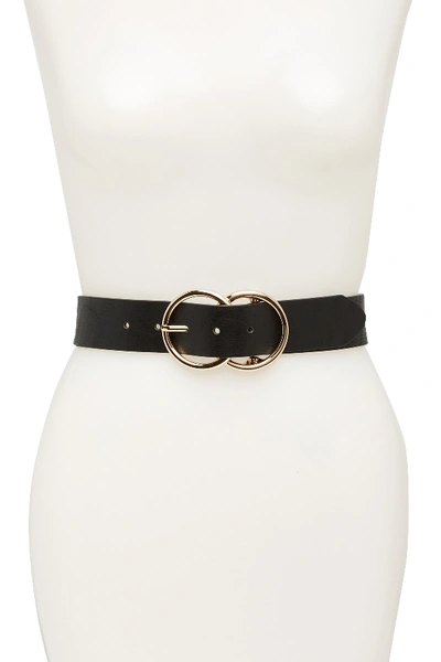 Linea Pelle Double O-ring Faux Leather Belt In Black