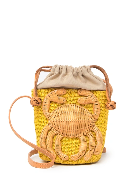 Aranaz Malia Straw Mini Bucket Bag In Yellow