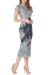 Js Collections Soutache Lace Midi Dress In Cloud/navy