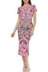 Js Collections Soutache Lace Midi Dress In Pink Bouqu