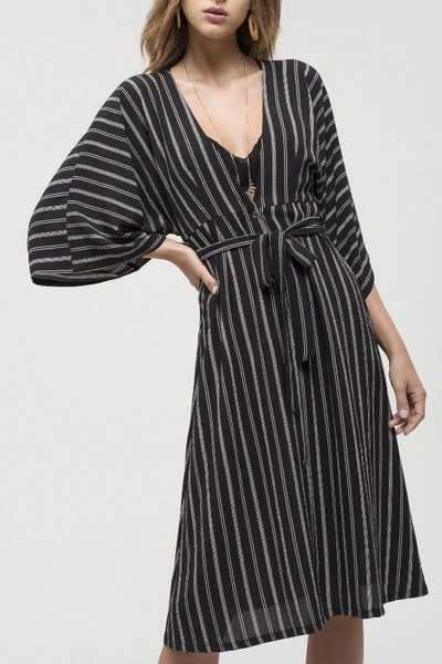 Blu Pepper Stripe Midi Dress In Black