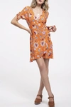 Blu Pepper Floral Wrap Dress In Orange Multi