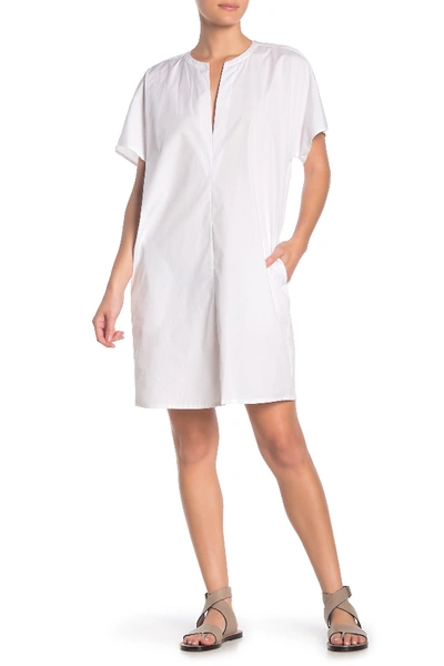 Vince Short Sleeve Cotton Shift Dress In White