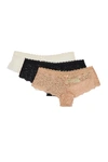 Honeydew Intimates Hipster Lace Panties - Pack Of 3 In Cream/taupe/black