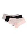 Honeydew Intimates Hipster Lace Panties - Pack Of 3 In Blk/blush/silver