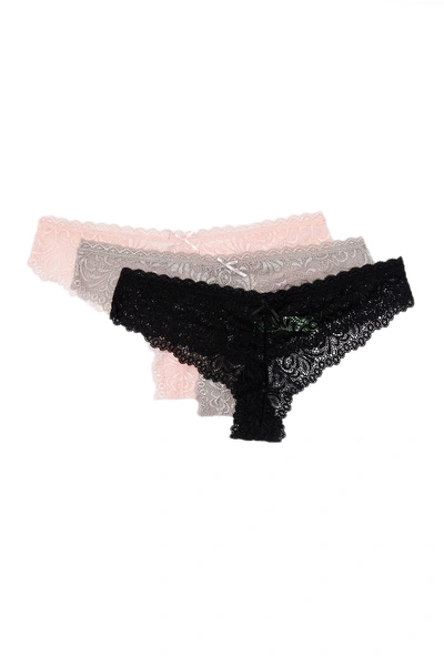 Honeydew Intimates Honeydew 3-pack Lace Thong In Blk/blush/silver