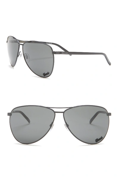 Gucci Men's Gg0388s006m Metal Aviator Sunglasses In Smtbk Shnblk P9 Grey