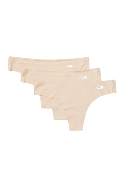 Aqs Seamless Thong Panties - Pack Of 3 In Nude