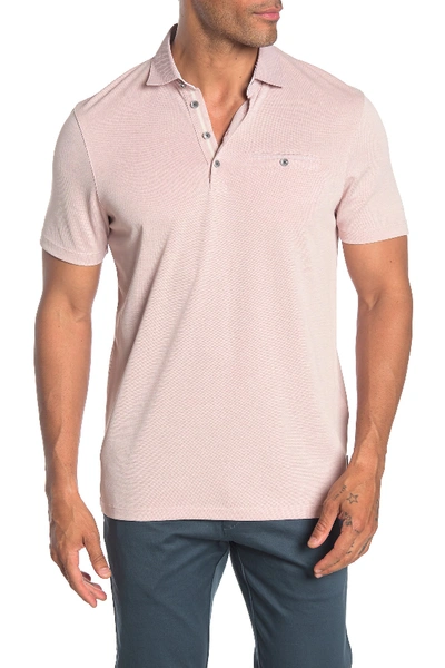 Ted Baker Woven Collar Short Sleeve Polo In Deep-pink