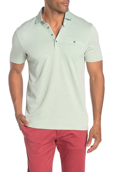 Ted Baker Woven Collar Short Sleeve Polo In Lt-green