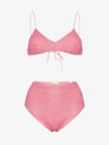 OSEREE OSEREE PINK LUMIERE HIGH-WAISTED TRIANGLE BIKINI,LMS80313979419