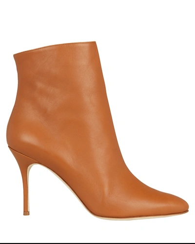 Manolo Blahnik Insopo Leather Booties In Brown