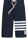 Thom Browne 4-bar Swim Tech Board Short In Blue