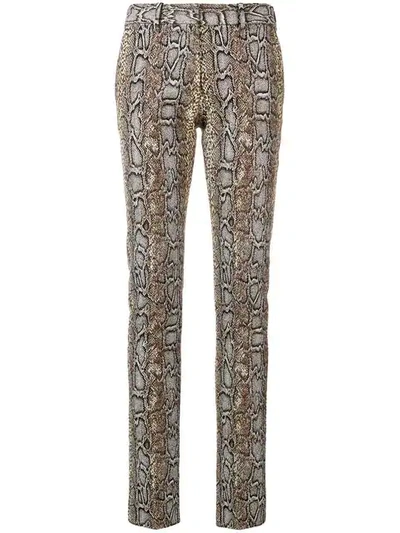 Victoria Beckham Snake-jacquard Side-split Skinny Trousers In Snake Print
