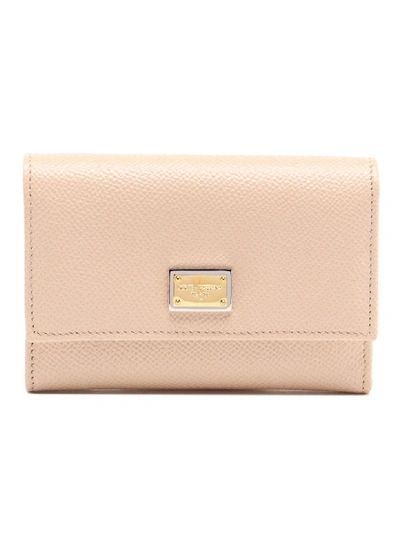Dolce & Gabbana Dauphine Leather Wallet In Pink