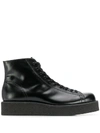 YOHJI YAMAMOTO YOHJI YAMAMOTO LACE-UP ANKLE BOOTS - BLACK