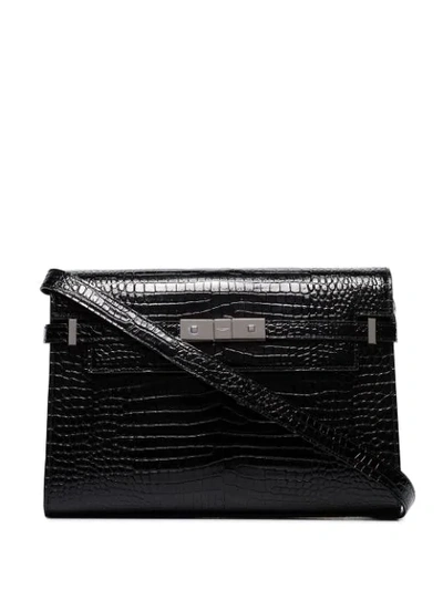 Saint Laurent Manhattan Croc-effect Shoulder Bag - 黑色 In Black