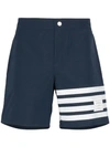 Thom Browne 4-bar Stripe Detailed Shorts In Blue