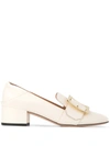 Bally Buckle-embellished Leather Pumps In Light Beige
