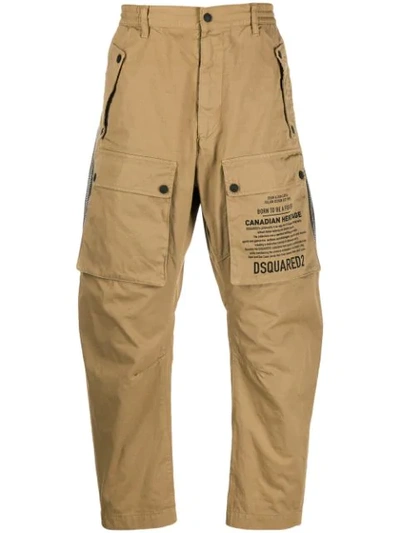Dsquared2 Script Print Utility Trousers - 棕色 In Brown
