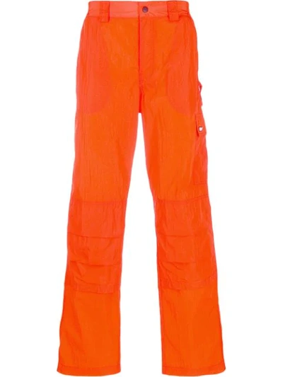 Msgm Fluorescent Cargo Trousers In Orange