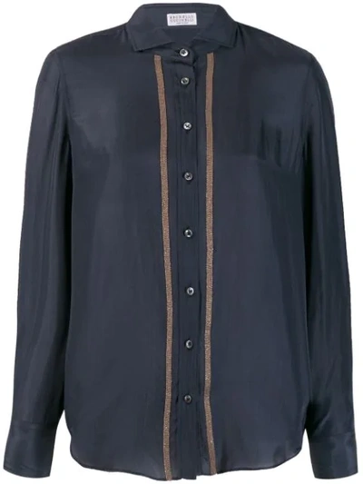 Brunello Cucinelli Crystal Trim Shirt - 蓝色 In C7186 Blu Freddo