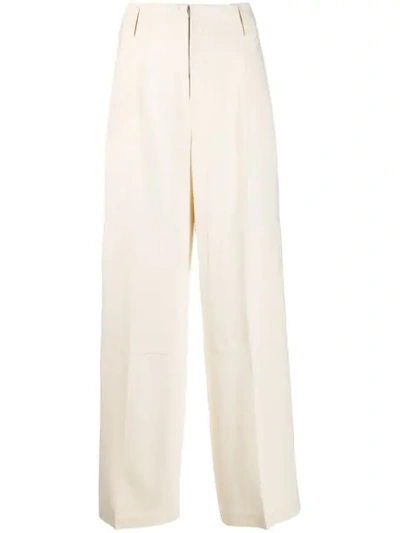 Jil Sander High Rise Wide-leg Trousers In White