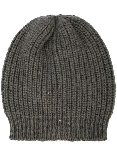 Brunello Cucinelli Cashmere Knitted Hat - 绿色 In C7393
