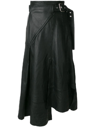 3.1 Phillip Lim Utility Leather Midi Skirt In Black