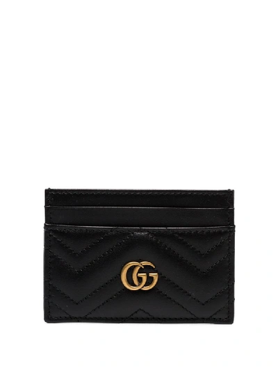 Gucci Black Gg Marmont Quilted Leather Card Holder
