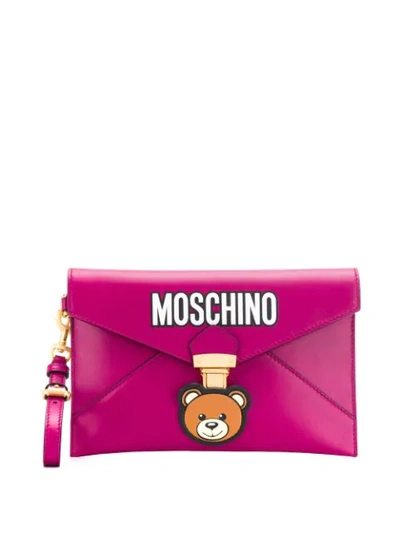 Moschino Teddy Bear Clutch Bag In Pink