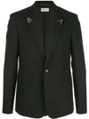 Saint Laurent Single-breasted Striped Wool Blazer In Black
