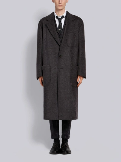 Thom Browne Oversized Pocket Sack Overcoat In Grey