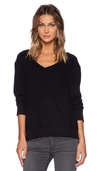 Wildfox Baggy Beach V-neck Sweatshirt In Jet Black