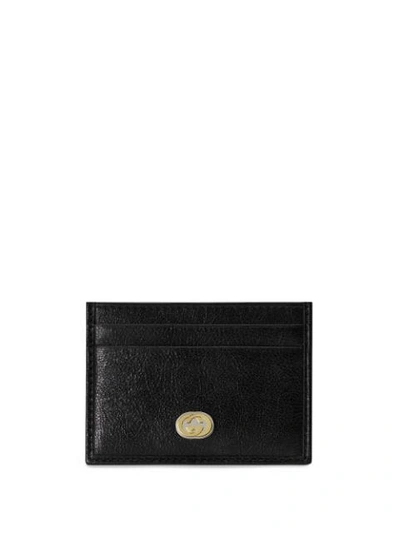 Gucci Card Case With Interlocking G In Black